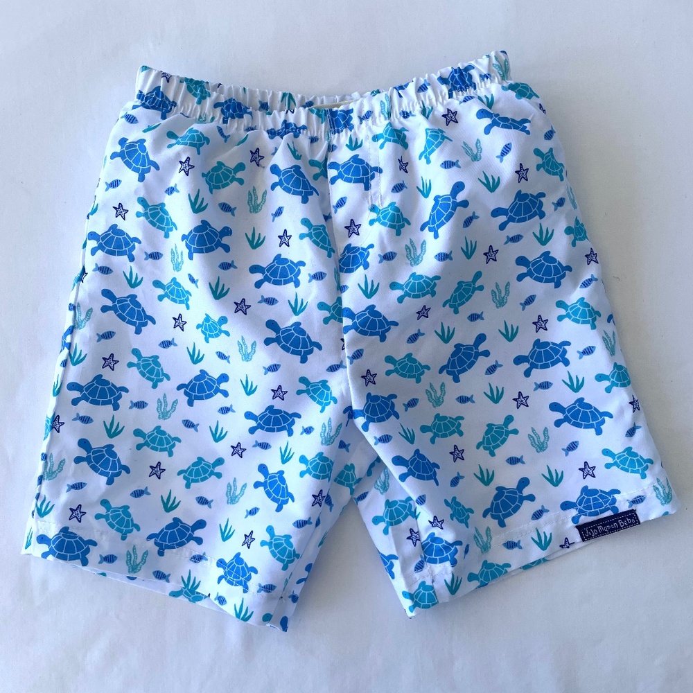 Jojo Maman BéBé “Ocean Turtle” Swim Shorts w Built-in Swim Diaper UK Sz 12-24M